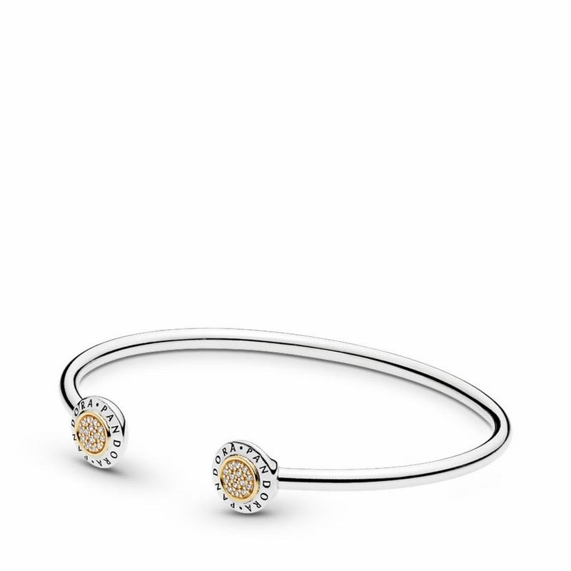 Pandora Signature Bangle Bracelet - Two Tone/Cubic Zirconia - Canada | BG4730JF